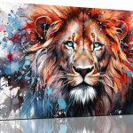 ZHAOSHOP Lion Pictures Wall Decor for Living Room - Colorful Wall Art for Office - Teen Room Decor Ready to Hang Size 20" x 40" - Leo Canvas for men