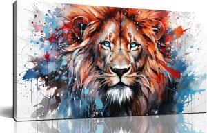 ZHAOSHOP Lion Pictures Wall Decor for Living Room - Colorful Wall Art for Office - Teen Room Decor Ready to Hang Size 20" x 40" - Leo Canvas for men