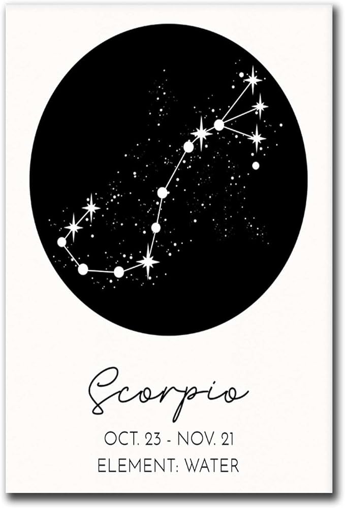 GEORHJ Canvas Painting Poster and Print Pictures Scorpio Art Print Astrological Zodiac Sign Wall Poster Modern Astrology Artwork for Living Room Bedroom Modern Home and Bedroom Decoration 12x18inch - Scorpio Canvas for men