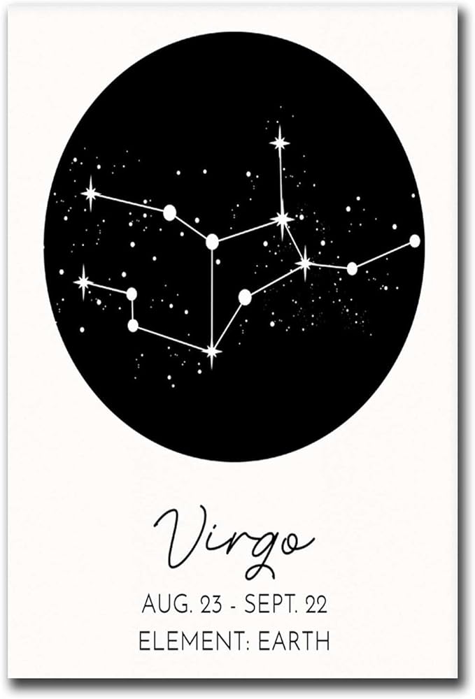 Canvas Painting Poster and Print Pictures Virgo Art Print Astrological Zodiac Sign Wall Poster Modern Astrology Artwork for Living Room Bedroom Office Living Room and Bedroom Office Decoration 8x12inch - Virgo Poster for men