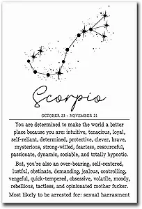 GEORHJ Canvas Painting Wall Mural Print Scorpio Zodiac Sign Trendy Art Print Sarcastic Adult Humor Wall for Bedroom Decor Modern Art Decoration for Living Room Bedroom and Office 8x12inch - Scorpio Canvas for men
