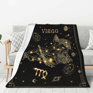 Virgo Gifts, Virgo Zodiac Blanket 60"X50", Virgo Zodiac Gifts for Women Moon Constellation Throw Blanket Astrology Decor Witchy Virgo Birthday Gifts Gothic Soft Blanket - Virgo Blanket for men