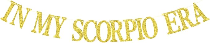 In My Scorpio Era Banner, Scorpio Birthday Sign, Scorpio Season, 12 Constellation Zodiac Horoscope Astrology Birthday Party Decorations (Gold) - Scorpio Products for men