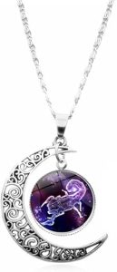 Fashion Zodiac Sign Necklace For Women 12 Constellation Luminous Creative Cabochon Glass Hollow Moon Pendant Clavicle Chain,Jewelry Gift Accessories - Scorpio Accessories for men