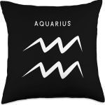 Aquarius The Water-Bearer - Minimalist Zodiac Sign Throw Pillow - Aquarius Pillow for men