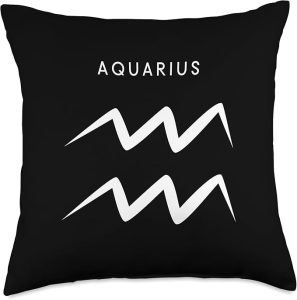Aquarius The Water-Bearer - Minimalist Zodiac Sign Throw Pillow - Aquarius Pillow for men