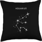 Aquarius The Water-Bearer Constellation - Minimalist Zodiac Throw Pillow - Aquarius Pillow for men