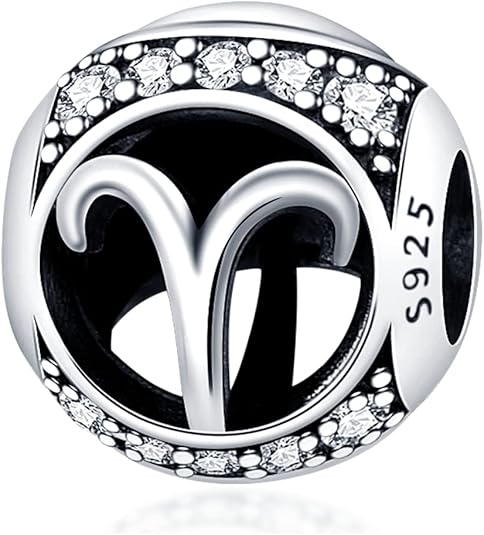 925 Sterling Silver Charms for Women Birthstone Charm Beads fit for Bracelet and Necklace - Aries Bracelet for men