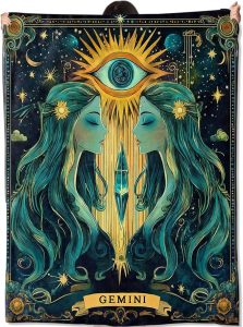 Gemini Zodiac Blanket Gifts for Women Adult Girls,Tarot Astrology Throw Blankets,Soft Comfy Lightweight for Home Halloween Couch Bed Sofa Decor,Celestial Eye Night Sky Design 50x40in - Gemini Blanket for men