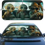 Funny Alien Car Windshield Sunshade - Folding Cute Martian Monster Heatshield Front Window Car Sun Shade Windshield Block UV Rays Sun Shade Visor Protector for Sedan Truck SUV Accessories - Aries Car Ornament for men