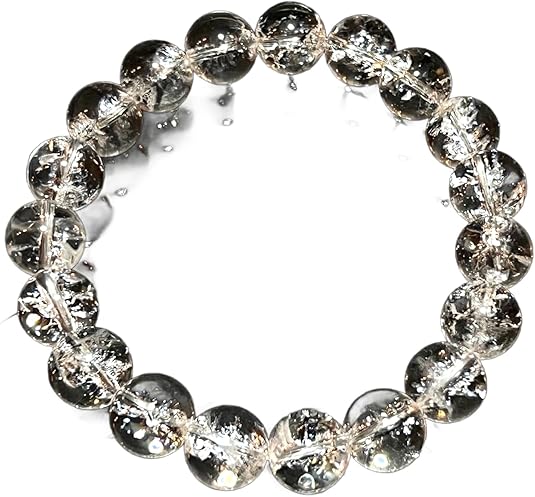 Himalayan Ice Nirvana Crystal Quartz Stretch Bracelet - 10mm AAAAA Grade - April Birthstone, Aries - Crown Chakra - Aries Bracelet for men