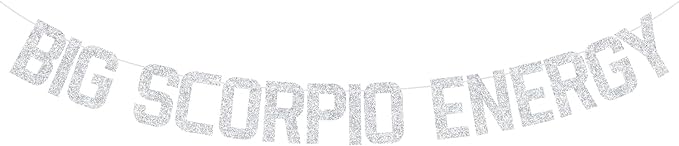 Big Scorpio Energy Banner, Scorpio Birthday Bunting Sign, Horoscope Astrology Theme Party Decorations, 12 Zodiac Theme Birthday Party Decorations Silver Glitter - Scorpio Products for men