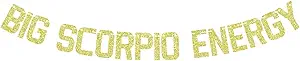 Big Scorpio Energy Banner, Scorpio Birthday Bunting Sign, Horoscope Astrology Theme Party Decorations, 12 Zodiac Theme Birthday Party Decorations Gold Glitter - Scorpio Products for men