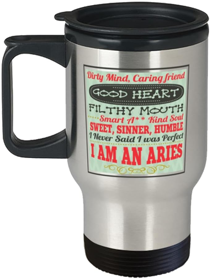 Mother's Day Unique Gifts for Aries Friends, Funny Travel Mug Gifts from Friends, Cute Aries Sign Cup - Aries Mug for men