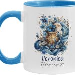 Aquarius Zodiac Sign Mug, Custom Name & Date Constellation, 11oz & 15oz, Horoscope Birthday Cup, Personalized Astrological Ceramic Mug, Customized Aquarius Accent - Aquarius Mug for men