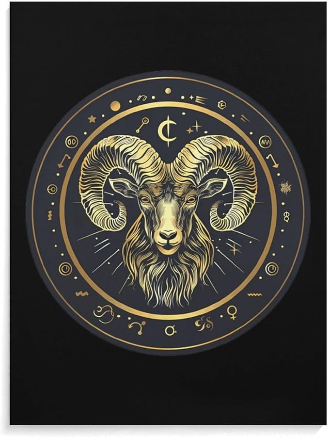 Aries Zodiac Sign Funny Canvas Poster Vertical Wall Art Artwork Picture Hanging Prints Painting Decoration for Living Room Home - Aries Poster for men