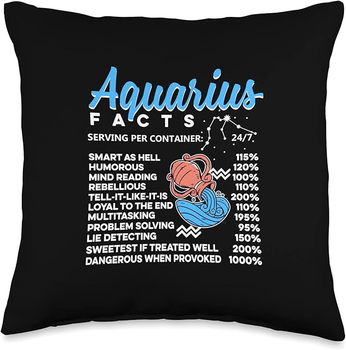Funny Aquarius Birthday Aquarian celebrants Throw Pillow - Aquarius Pillow for men