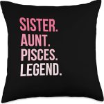 Sister Aunt Pisces Zodiac Sign Auntie Throw Pillow - Pisces Pillow for men