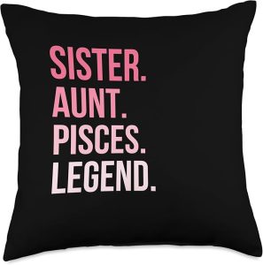 Sister Aunt Pisces Zodiac Sign Auntie Throw Pillow - Pisces Pillow for men