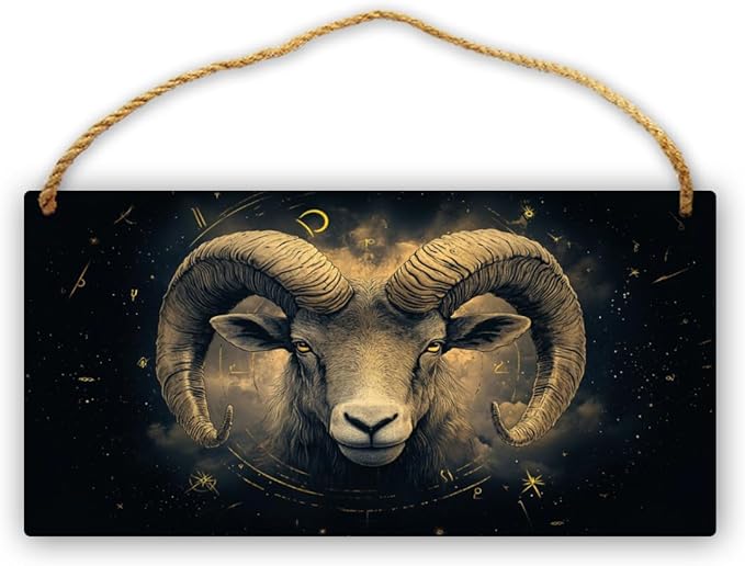 Wooden Board Poster 12 zodiac signs Aries,Modern Art 12 zodiac signs Aries Classic Wood Hanging Board Painting,Home Living room,Study,Cafes,Bar Wall Painting Wood Plank Signs decor 6x12 inch - Aries Poster for men