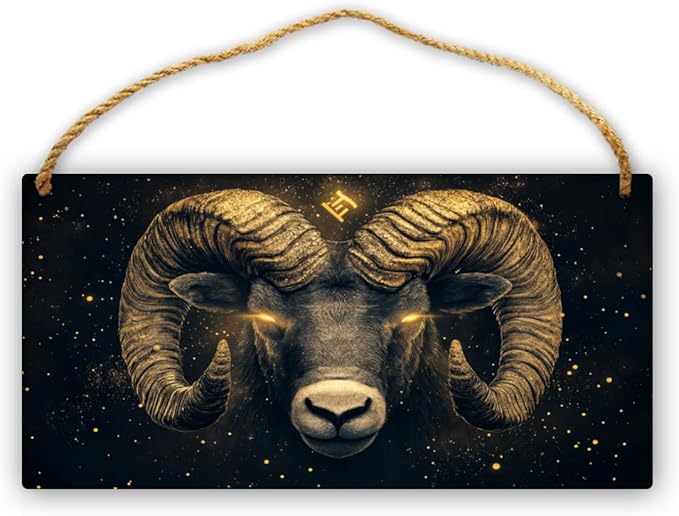 12 zodiac signs Aries Wooden Hanging Board Painting,Home Living room,Study,Office,Man cave Wall Art decor Wood Plank Signs,Exquisite 12 zodiac signs Aries Decor Wood Paintings Gift 6x12 inch - Aries Poster for men