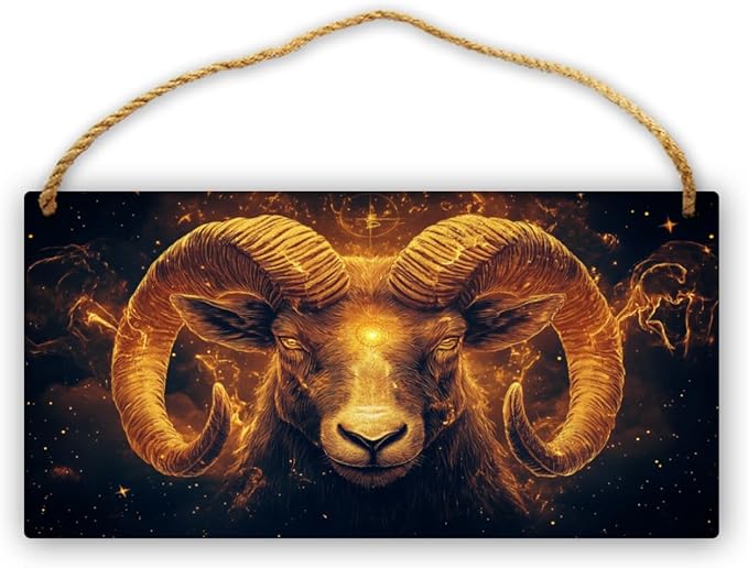 Charm 12 zodiac signs Aries Craft Wooden Painting Poster,Apartment,Bedroom,Man cave,Cafes Wall Hanging Decor Signs Plaque,Enchanting 12 zodiac signs Aries Modern Art Wood Paintings 6x12 inch - Aries Poster for men