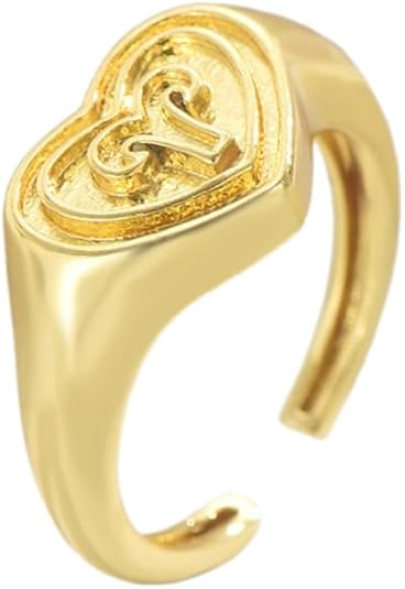 Astrology Constellation Heart Signet Ring For Women 18K Gold Plated Horoscope Zodiac Sign Jewelry - Aries Ring for men