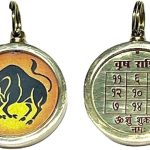 Zodiac Constellation Pendant Necklace - Sun Sign Amulet - Rashi Yantra Pendant - 1 Inch Brass Pendant with Zodiac Yantra - Taurus Products for men