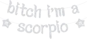 I'm a Scorpio Banner, Big Scorpio Energy, Scorapio Season, 12 Zodiac Constellations Scorpio Birthday Party Decorations Silver Glitter - Scorpio Sticker for men
