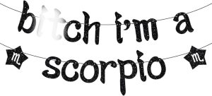 I'm a Scorpio Banner, Big Scorpio Energy, Scorapio Season, 12 Zodiac Constellations Scorpio Birthday Party Decorations Black Glitter - Scorpio Sticker for men