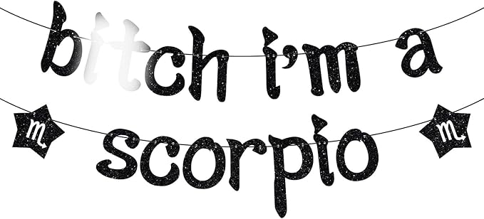 I'm a Scorpio Banner, Big Scorpio Energy, Scorapio Season, 12 Zodiac Constellations Scorpio Birthday Party Decorations Black Glitter - Scorpio Sticker for men