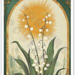 ZETCGSH Vintage Lily Of The Valley Emerald Green Sun Art Poster Mystical Folk Art Taurus Sign Flowery Spiritual Print Farmhouse Room Decor Aesthetics Botanical Boho Wall Art 16X24 in Unframed - Taurus for men