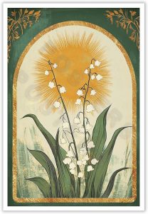 ZETCGSH Vintage Lily Of The Valley Emerald Green Sun Art Poster Mystical Folk Art Taurus Sign Flowery Spiritual Print Farmhouse Room Decor Aesthetics Botanical Boho Wall Art 16X24 in Unframed - Taurus for men