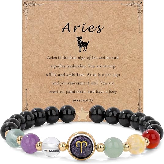 Zodiac Bracelets for Women 12 Constellations Healing Crystal Stone Beads Bracelet Birthday Zodiac Gifts Horoscope Spiritual Bracelet - Aries Bracelet for men
