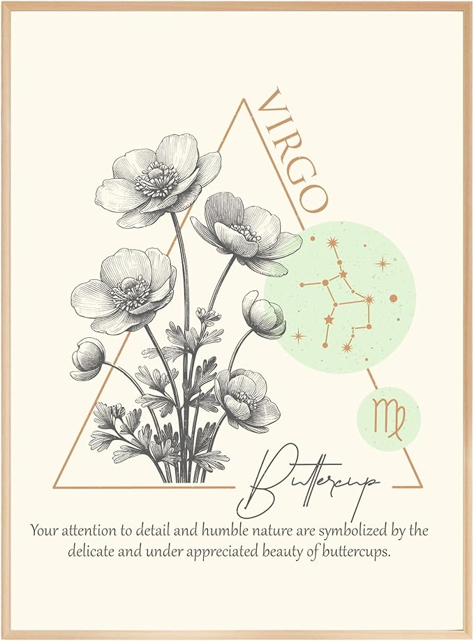 Zodiac Signs Poster Wall Art, Virgo Gifts for Women, August 23 – September 22 Birthday Gifts, Astrology Wall Art Prints for Bedroom, Bathroom, Living Room Decor (Unframed) - Virgo Poster for men