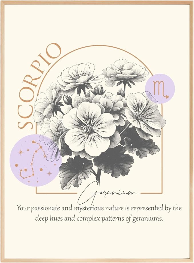 Zodiac Signs Poster Wall Art, Scorpio Gifts for Women, October 23 – November 21 Birthday Gifts, Astrology Wall Art Prints for Bedroom, Bathroom, Living Room Decor (Unframed) - Scorpio Canvas for men