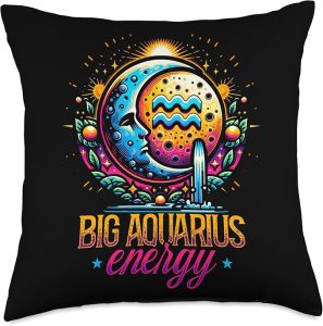 Aquarius Zodiac Sign Moon Astrology Star Sign Throw Pillow - Aquarius Pillow for men