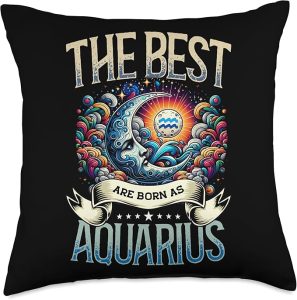 Aquarius Zodiac Sign Moon Astrology Star Sign Throw Pillow - Aquarius Pillow for men