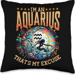 Aquarius Zodiac Sign Moon Astrology Star Sign Throw Pillow - Aquarius Pillow for men
