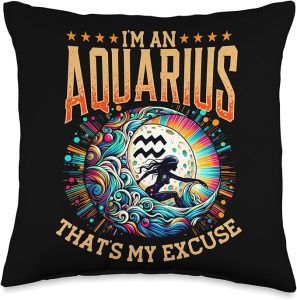 Aquarius Zodiac Sign Moon Astrology Star Sign Throw Pillow - Aquarius Pillow for men