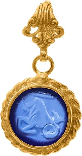 Cancer Signet Intaglio Pendant 24K Gold Vermeil 925 Sterling Silver Rope Twist Pendant Ancient Coin Silver Necklace Handmade Women's Pendant Minimalist Perfect Gift - Aries Ring for men