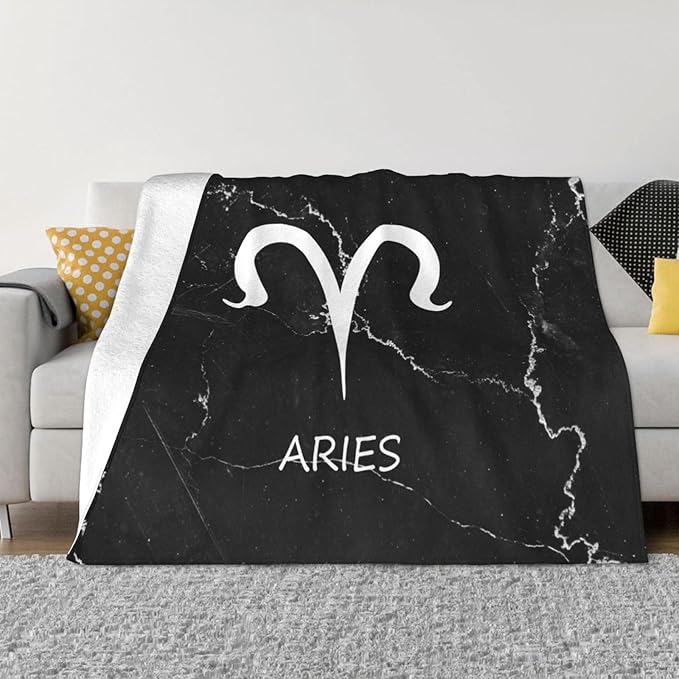 Aries Sign Blankets Super Soft Warm Large Blanket, for Couch Bed Home Decor 80"x60" - Aries Blanket for men