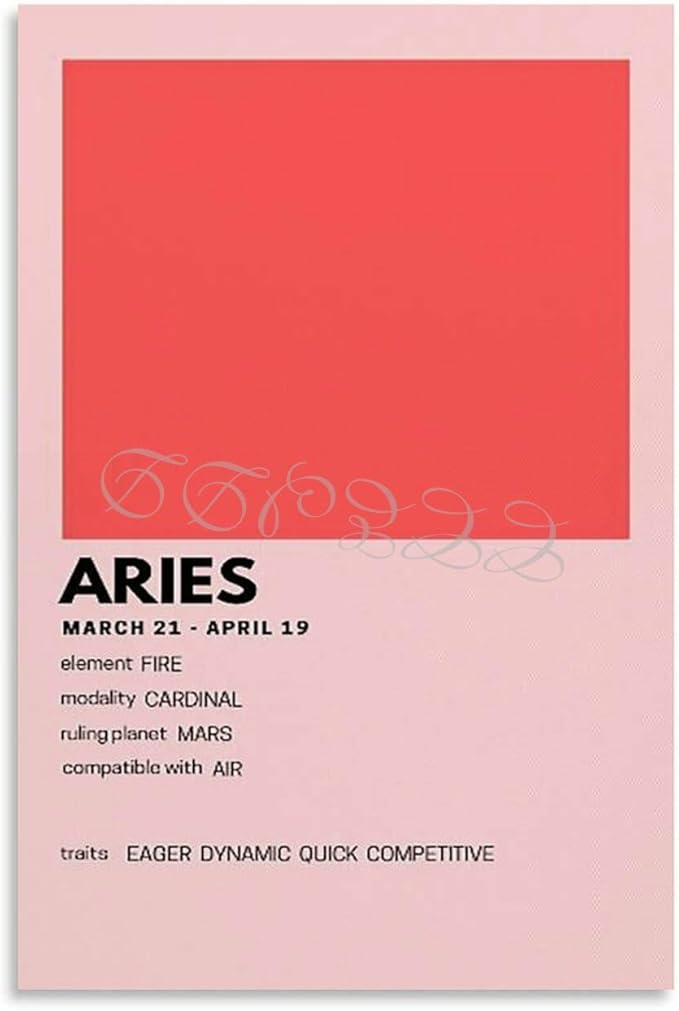A Minimalist Poster of The Zodiac Signs Aries Canvas Painting Posters And Prints Wall Art for Living Room Bedroom Decor 08x12inch(20x30cm) Unframe-style - Aries Poster for men