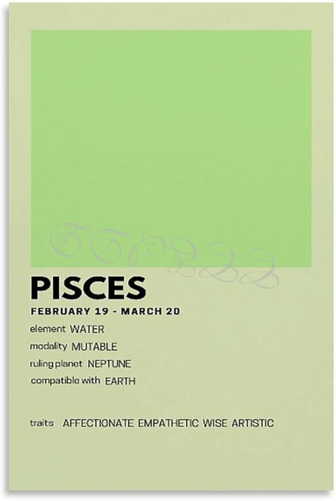A Minimalist Poster for The Zodiac Sign Pisces Canvas Painting Posters And Prints Wall Art for Living Room Bedroom Decor 12x18inch(30x45cm) Unframe-style - Pisces Canvas for men