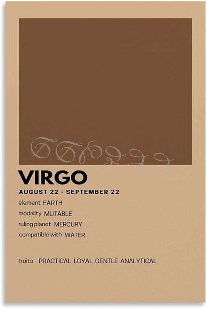 Minimalist Zodiac Poster Virgo Poster Poster on The Wall Canvas Painting Posters And Prints Wall Art for Living Room Bedroom Decor 08x12inch(20x30cm) Unframe-style - Virgo Poster for men