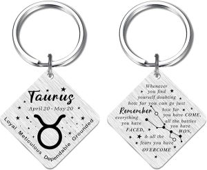 Christmas Zodiac Gifts for Women Men, Zodiac Sign Horoscope Keychain, 12 Zodiac Constellation Gifts for Friend Family - Taurus Products for men