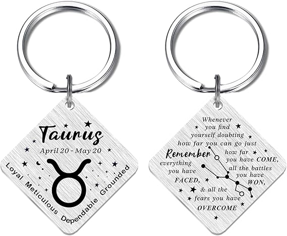 Christmas Zodiac Gifts for Women Men, Zodiac Sign Horoscope Keychain, 12 Zodiac Constellation Gifts for Friend Family - Taurus Products for men
