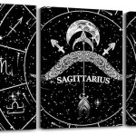 Feelyou Zodiac 3 Piece Canvas Wall Art for Living Room Bedroom SAGITTARIUS Wall Art for Home Decor Moon Star Pattern Office Wall Decor Universe Cloud Galaxy Wall Painting - Sagittarius Home Decor for men