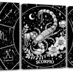 Feelyou Zodiac 3 Piece Canvas Wall Art for Living Room Bedroom SCORPIO Wall Art for Home Decor Moon Star Pattern Office Wall Decor Universe Cloud Galaxy Wall Painting - Scorpio Canvas for men