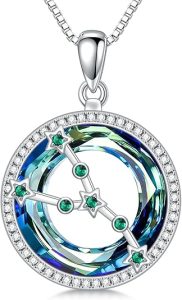 Zodiac Necklace for Women 925 Sterling Silver Constellation Necklace Astrology Pendant Horoscope Necklace Simulated Crystal Zodiac Jewelry Gifts for Christmas Birthdays - Taurus Products for men